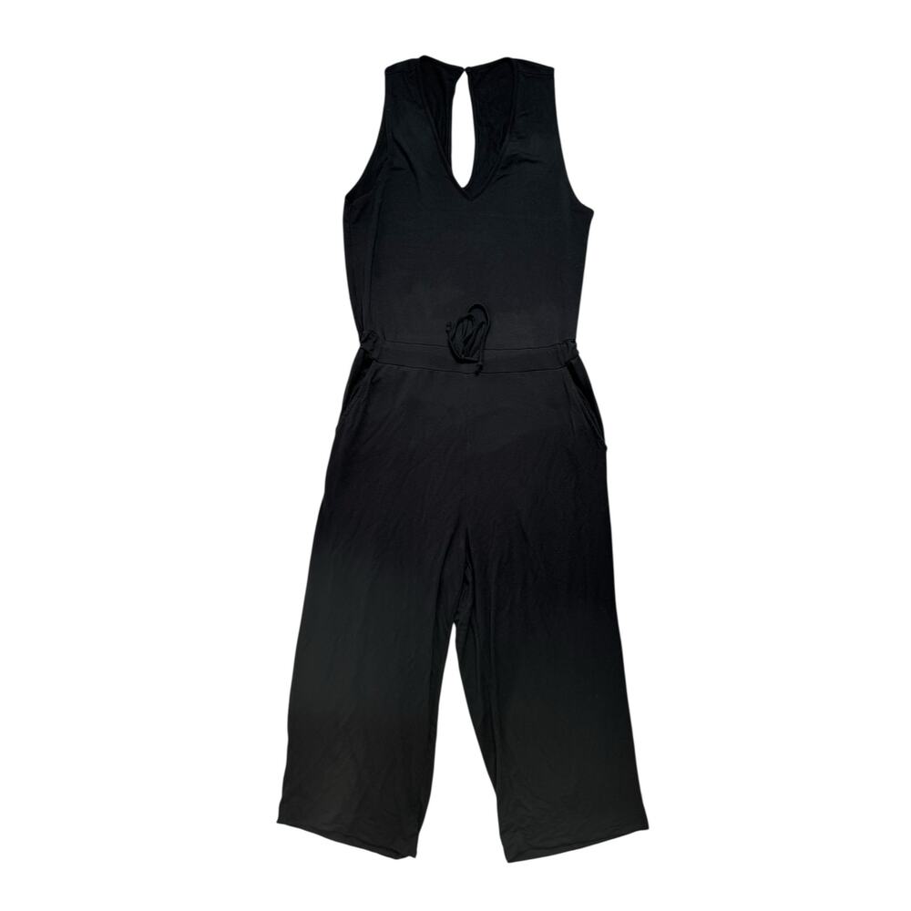 QUINCE Modal French Terry Jumpsuit Black Size Large Sleeveless Stretch Pockets